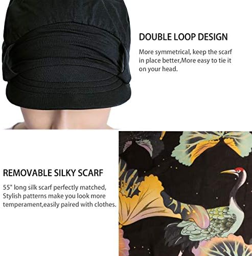 JarseHera Chemo Hats for Women Bamboo Cotton Облицовани Newsboy Caps with Scarf Double Loop Headwear for Cancer Hair Loss