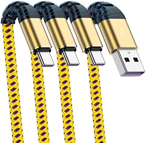 Кабел USB Type C, [3-Pack 1Ft] Cabepow Бързо Зареждане USB A към Тип C Premium Nylon Сплетен 1 Фут Кратко Кабел за Samsung