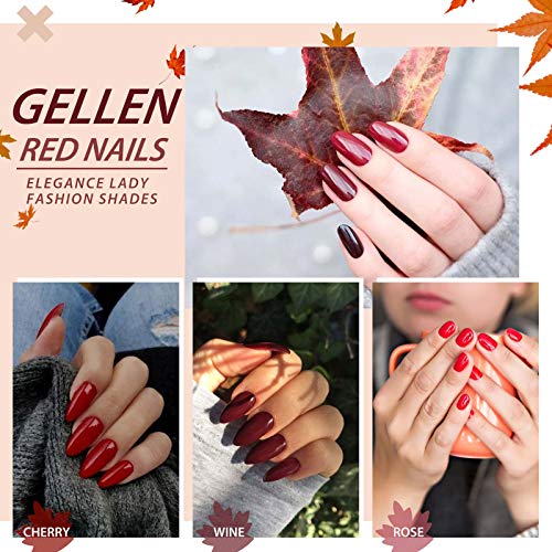 Gellen Gel Nail Polish Set - Glamour Maya Magenta Maroon Trend Nail Gel 6 Цвята - Soak Off Gel Polish Nail Art Home Gel