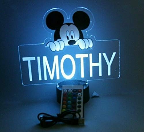 Мики Маус лека нощ Настолна настолна Лампа Персонални Безплатна Гравиране На Поръчка, Начало Декор на Детска стая за Момчета