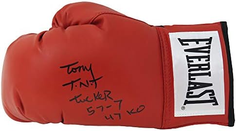 Тони Тъкър подписа Червени боксови ръкавици Евърласт w/57-7, 47 KO