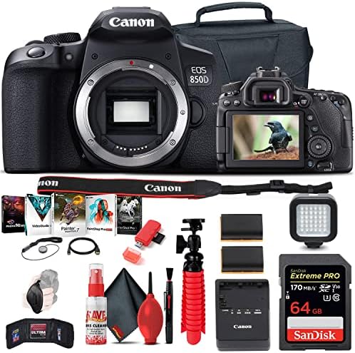 Canon EOS Rebel 850D / T8i DSLR камера (само тялото) + 64 GB карта + Калъф + Corel Photo Software + 2 x LPE17 Батерия