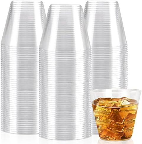 Прозрачни Пластмасови Чаши Прозрачни Чаши за Еднократна употреба 9 Грама на 100 Опаковки Пластмасови Чаши Рециклируеми