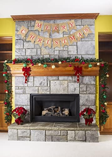 Весела Коледа Snowflake Burlap Banner - Ready to Hang Holiday Decor - Празнична коледна Сезонно Зимно Декорация - Коледа