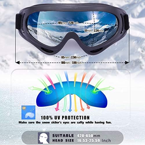 MAMBAOUT 2-Pack Snow Ski зареден очила, Сноубордические Очила за Мъже, Жени, младежи, деца, момчета или момичета