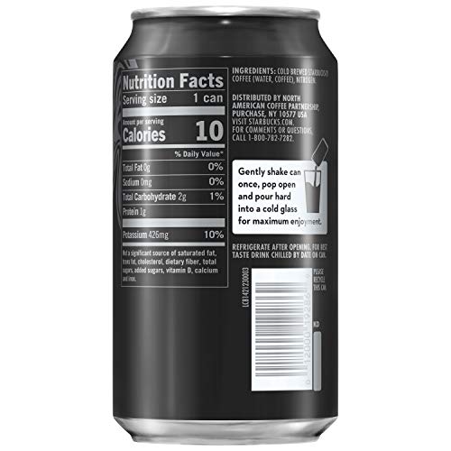 Старбъкс Nitro Cold Brew, черно неподсладено, банка 9,6 течни унции (8 x) (опаковка може да варира)