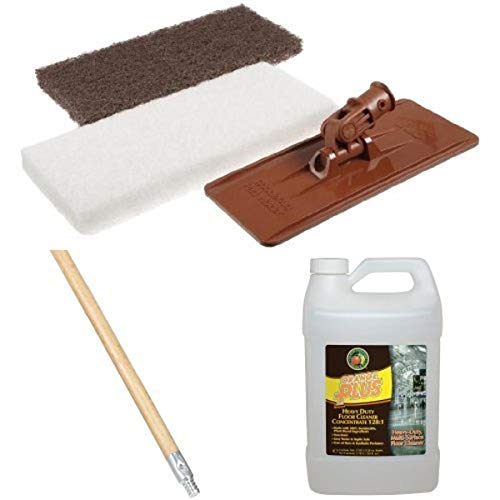 3M Doodlebug Kit with Rubbermaid Commercial Wooden Handle and Earth Friendly Products Heavy Duty Floor Cleaner