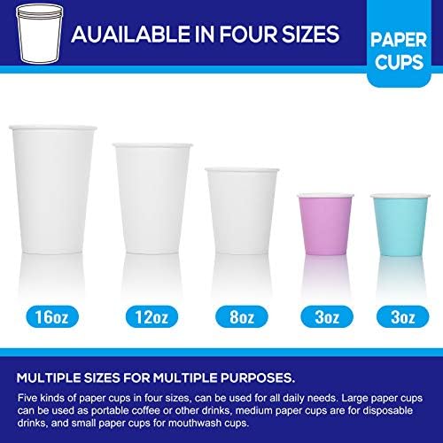 [460 Pack] 12 грама Бели картонени чаши, Чаши за Еднократна употреба Хартиени чаши, Тежки питейни чаши за топли и студени