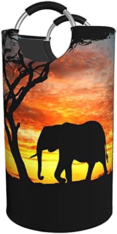 82l Кошница За Дрехи Elephant Sunset Голяма Кошница За Дрехи, Сгъваема Кошница За Дрехи Здрав Плат Оксфорд Преносим Сгъваема