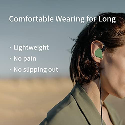 Yinyoo Ear Monitors CCZ Emerald in-Ear Headphones,Yinyoo Bass накрайници за уши за Слушалки с Кабел Спортни Слушалки IEM с отолог Замяна на една Кука 3,5 мм Plug за Смартфони,PC,Android(с микрофон,синьо)