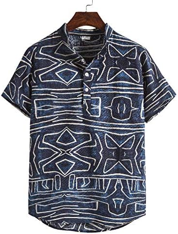 Misaky Ризи за Мъже Момче Лято Ежедневното Свободни Слънцето Звезда Печат Бутон на Ревера Къс Ръкав Блуза, Плюс Размера