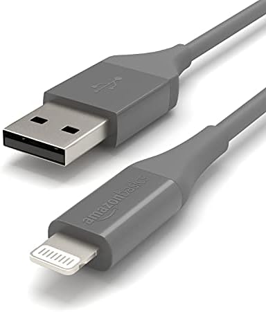 Basics iPhone Charger Cable, ABS USB-A to Светкавица, Пфи Certified, за Apple iPhone, iPad, Срок на служба 10 000 завои