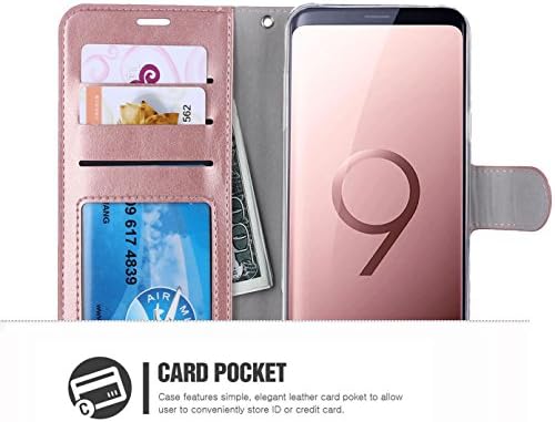 Galaxy S9 Портфейла Case, Galaxy S9 Case, ERAGLOW Premium ПУ Кожен Портфейл Флип Защитен Калъф с Отделения за карти и