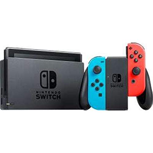 Nintendo Switch 32 GB Конзола с неонови осветена в син и червен Joy-Con (HACSKABAA) Комплект със Супер Марио Maker 2,