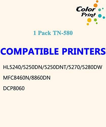 ColorPrint Съвместим тонер касета Заместител на TN580 TN-580 TN-550 Работа с HL-5370DW HL-5340D DCP-8060 DCP-8065DN HL-5240 HL-5250DN MFC-8660DN MFC-8460N HL-5280 принтер (черен,1 опаковка)