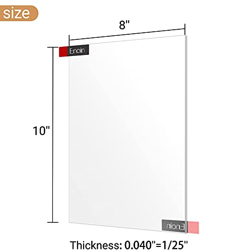 Enoin 5pcs 8 x 10 Инчов Clear Acrylic/Plexiglass Sheet 0.040 1/25 Inch Thick, Plastic Sheet Transparent Board Panel for