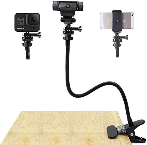 27 - инчов гъвкав маса Gooseneck Webcam Stand с притежателя на телефон е Съвместим с GoPro Hero,Logitech и Nexigo Webcam.