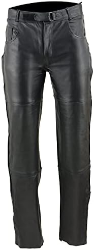 Milwaukee Leather SH1150 Мъжки Черни кожени Панталони Върху Деним Джобове