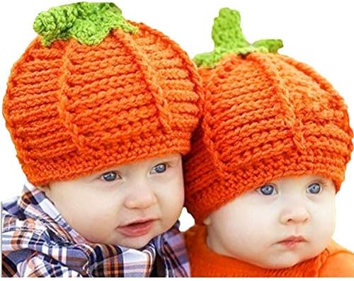 Cuteboom Baby Тиква Hat Kids Хелоуин Birthday Cap Newborn Unisex Boys Girls Wool Тиква Hats (Жълт)