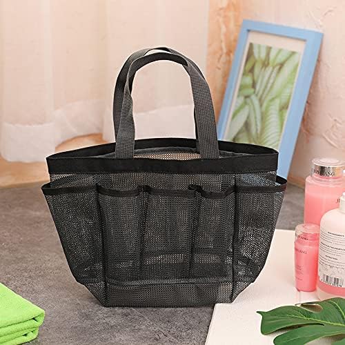 01SHIRTS Mesh Shower Caddy Portable for College Dorm Large Bathroom Tote Bag with Durable 8 Pockets, Quick Dry Mesh Shower