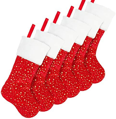 Лимбридж Коледни Чорапи, 6 X 18 инча Златна Звезда, с Бели Плюшени кожена Тапицерия, Класически Персонализирани Големи