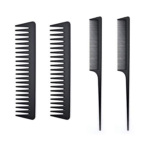 4Pack Hair Комбс Carbon Fine Зъб Saw Cut Beard Comb For All Hair Types,Fine and Wide Зъб Hair Barber Комбс By Merimang (2Styling 2 Large Зъб)