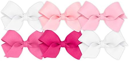 Wee Ones Girls' Mini Bow 6 pc Set Solid Рипсено Variety Pack on a WeeStay Клип