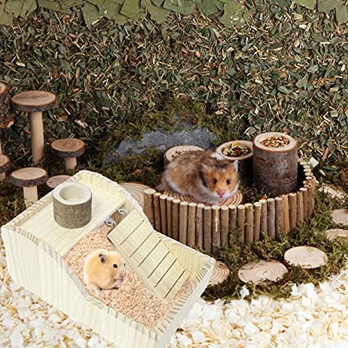 Hamster Sand Bath Dust Free Box - Wooden Small Pets Sand Bath Box & Small Animal Water Bottle, като копаят Пясъка вана