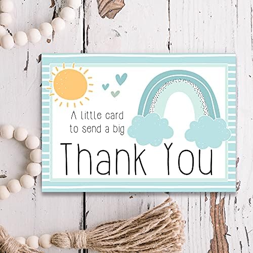 Комплект от 12 Плоски благодарственных на картички и Пликове за Преливащи бебета синьо TY210023