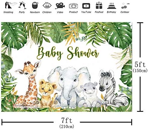 Aperturee Сафари Животни Baby Shower Фон 7x5ft Джунглата Горски Зелен Тропически Палмови Листа Oh Baby Снимка на Фона