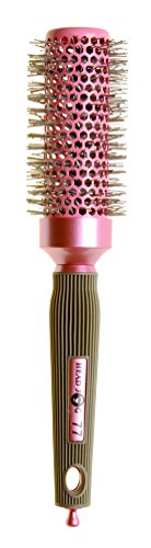 Корона Jog 77 Розова радиална четка. Бъчва с керамично покритие с найлонов косъм и гумена дръжка. Лека, здрава и устойчива гребен за фризьорски салони. Намалете къдрит