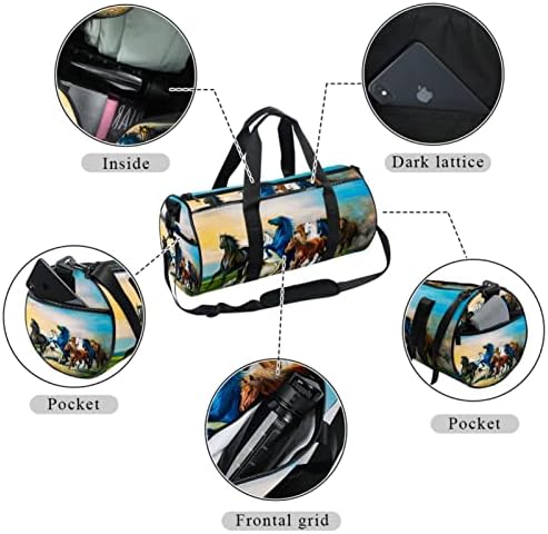 MaMacool Horse Pattern Екип Shoulder Carry Bag Платно Travel Bag for Gym Sports Dance Travel Weekender