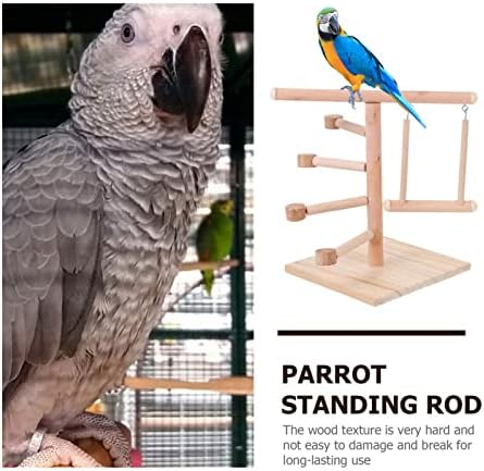 Дървена стойка папагал кацат птици: Естествена дървени барабани рока птици Стои за кабинет в Подкрепа на купата на хранене
