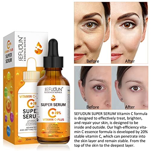 Супер Витамин С Серум за Лице против Стареене Серум за лице с ретинол, витамин С, ниацинамидом и хиалуронова киселина,