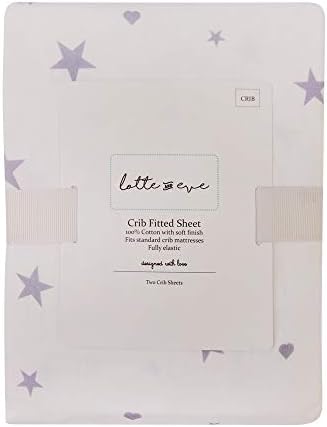 Lotte & Eve Памук Вградена Ясла Чаршаф за Стандартна Легла 2 Опаковки в Сивата Звездите и Сплошном Сив цвят за по-Малките