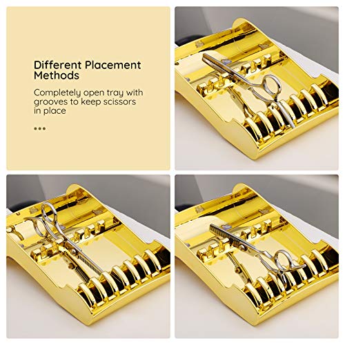 Стойка За Ножици за коса, Segbeauty Hair Salon Shear Holder for Stylist, Professional Barber Shop Ножици Organizer for Hairdressers, Golden Hair Cutting Ножици Storage Tray Available for 6 Ножици