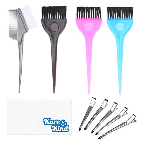 Kare & Kind 9 бр Комплект за оцветяване и стайлинг на коса - 3x Единични Четки, 1x Боя за коса-Гребен-Четка, 5x Щипки