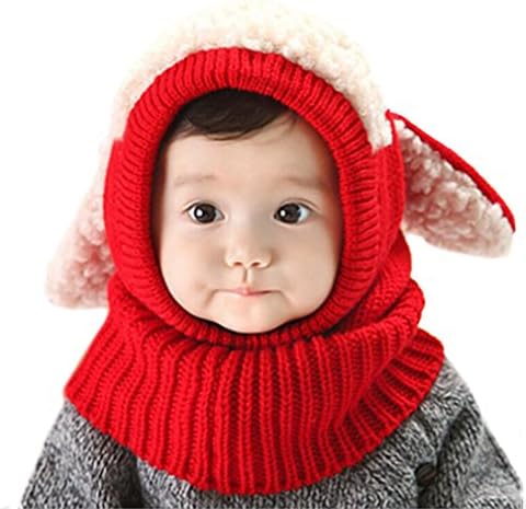 ECHERY Baby Boys Girls Warm Winter Hood Scarves Thick Skull Caps Вълнена Шапка-ушанка