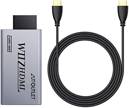 AUTOUTLET Wii to Hdmi Конвертор Output Video Audio Adapter, with 1M HDMI Кабел Wii2HDMI 3.5 mm Audio Video Output Supports
