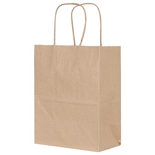 13 X 10 X 5 кафяви подарък торбички от крафт хартия на Едро с Дръжки. Идеален е за пазаруване, опаковки за търговия на
