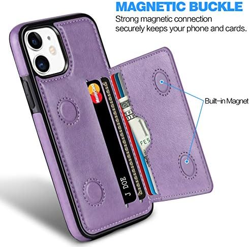 HianDier Портфейла Case е Съвместим с iPhone 12 Mini Case 5.4-inch с Притежателя на картата ПУ Leather Kickstand Card