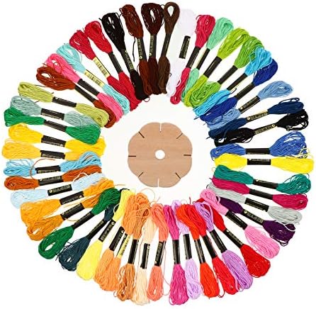 EXCEART 50 Цвята Конци За Бродиране Дървена Мулине Бобина Набор от Шевни Конци Бод Конци Карта Органайзер Титуляр за Занаяти