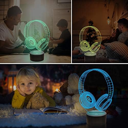 Аммонит Слушалки 3D Лампа нощна светлина 3D Илюзия Слушалки Лампа за Децата, 16 Цвята Промяна с Дистанционно Управление,