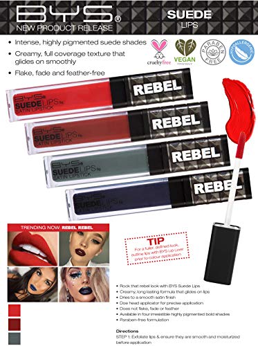 Течна червило BYS Suede Liquid Lipstick, Устойчиви на избледняване Покритие Сатен, Устойчиви на Червилото за жени - Бунтовник