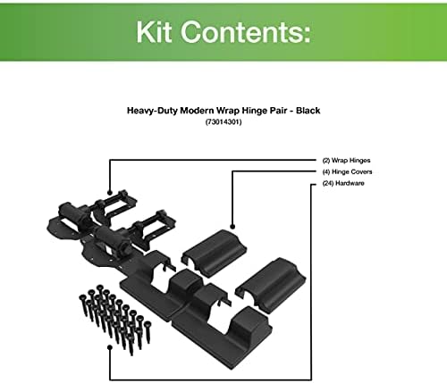 Barrette Outdoor Living Modern Kit 73014301 Black(2 Pack) Heavy-Duty Wrap Hinge