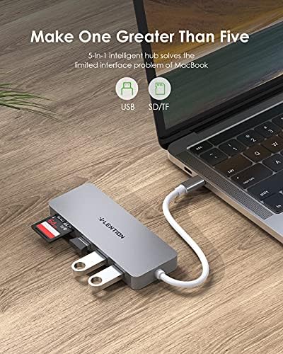LENTION C USB Концентратор с 3 USB 3.0 и слот за SD/Micro SD Card Reader Съвместим 2021- MacBook Pro 13/15/16, Нов