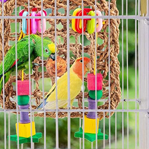 SONGBIRDTH Parrot Ivan Toys - Bird Parrot Straw Hanging Hammock Swing Cage Mesh Mat Пет Foraging Chewing Toy for Medium