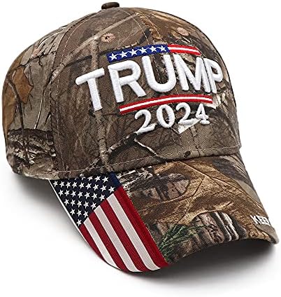 Engmoo Тръмп 2024 Шапка,Тръмп 2024 Keep America Great Hat Camo Baseball Cap with Flag USA MAGA Adjustable Cap