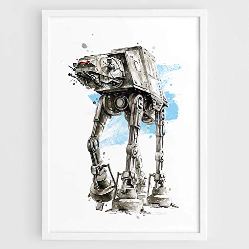 AT-AT Уокър AT AT Star Wars Movie Art Print, Darth Vader, Luke Skywalker, The Empire Удари Back - Wall Art Movie Film