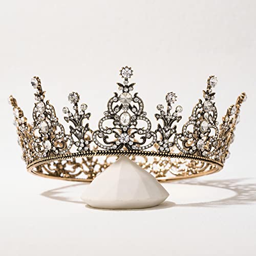 SWEETV Vintage Queen Crown for Women, Сватбена Тиара за Булката, Crystal Crown за Рожден Ден, Облекло и Корони, Диадеми,Шапки